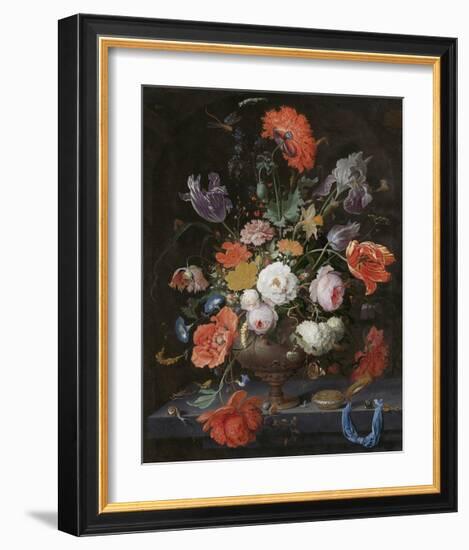 Abraham Mignon, Still Life with Flowers and a Watch-Dutch Florals-Framed Giclee Print