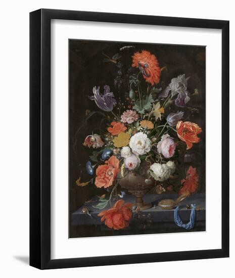 Abraham Mignon, Still Life with Flowers and a Watch-Dutch Florals-Framed Giclee Print