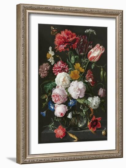 Abraham Mignon, Still Life with Flowers in a Glass Vase-Dutch Florals-Framed Art Print