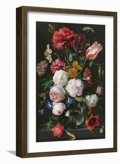 Abraham Mignon, Still Life with Flowers in a Glass Vase-Dutch Florals-Framed Art Print