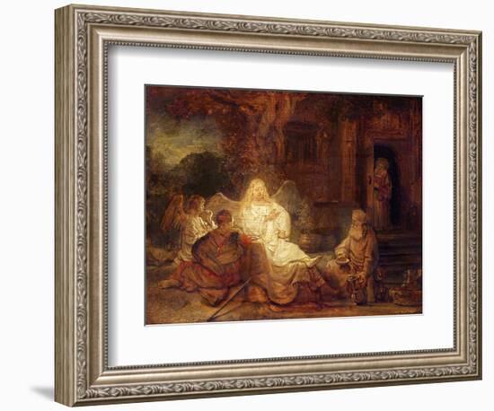 Abraham Receives the Three Angels-Rembrandt van Rijn-Framed Giclee Print