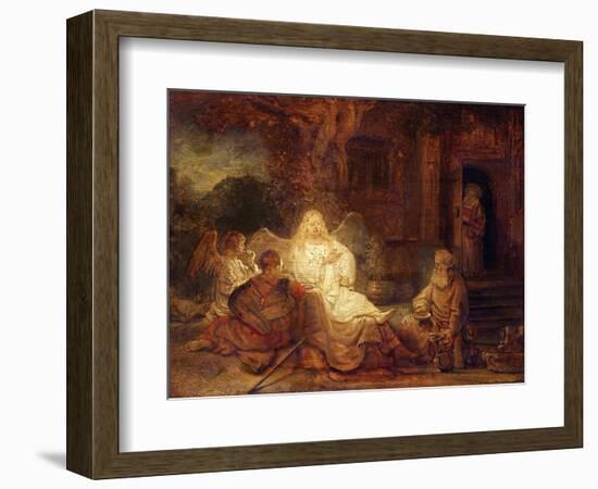 Abraham Receives the Three Angels-Rembrandt van Rijn-Framed Giclee Print