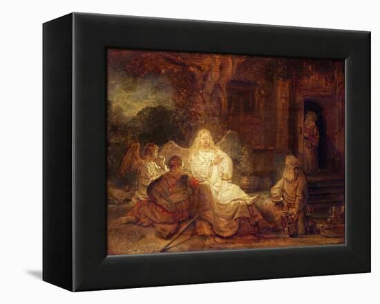 Abraham Receives the Three Angels-Rembrandt van Rijn-Framed Premier Image Canvas