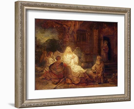 Abraham Receives the Three Angels-Rembrandt van Rijn-Framed Giclee Print