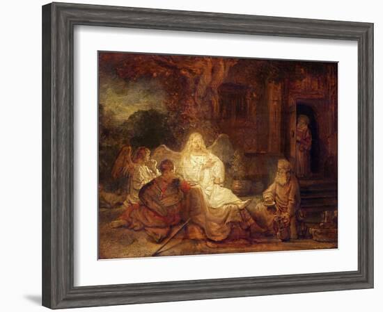 Abraham Receives the Three Angels-Rembrandt van Rijn-Framed Giclee Print