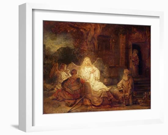 Abraham Receives the Three Angels-Rembrandt van Rijn-Framed Giclee Print