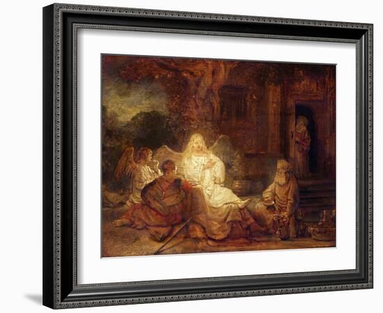 Abraham Receives the Three Angels-Rembrandt van Rijn-Framed Giclee Print