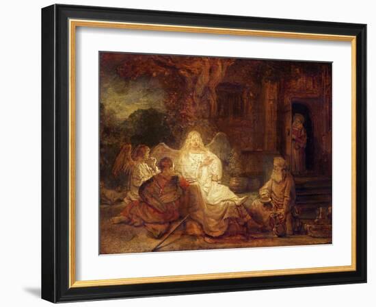 Abraham Receives the Three Angels-Rembrandt van Rijn-Framed Giclee Print