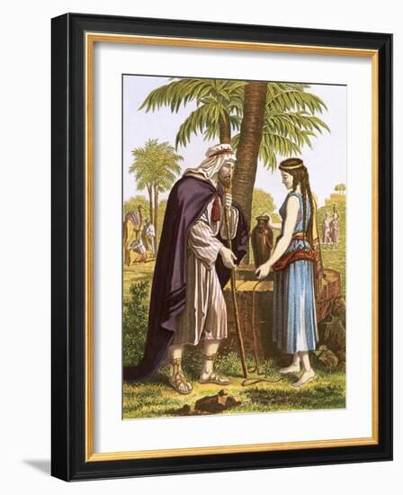 Abraham's Servant and Rebekah-English-Framed Giclee Print