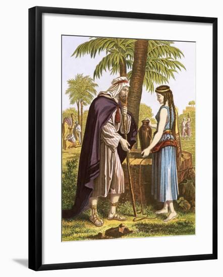 Abraham's Servant and Rebekah-English-Framed Giclee Print