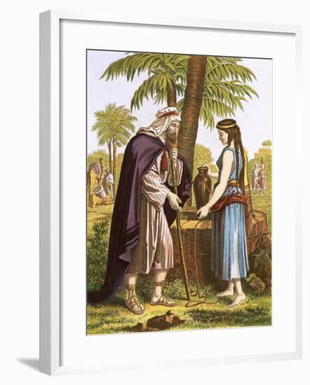 Abraham's Servant and Rebekah-English-Framed Giclee Print