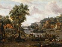 Poeple Walking at the Banks of the River Ij with Ships, 1693-Abraham Storck-Framed Giclee Print