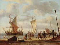 Poeple Walking at the Banks of the River Ij with Ships, 1693-Abraham Storck-Framed Giclee Print