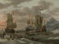 Poeple Walking at the Banks of the River Ij with Ships, 1693-Abraham Storck-Giclee Print