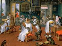 Barber's Shop with Monkeys and Cats-Abraham Teniers-Framed Stretched Canvas