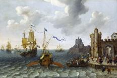 Meereslandschaft Mit Segelschiffen-Abraham Willaerts-Framed Premier Image Canvas