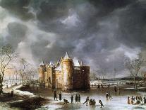 The Castle of Muiden in Winter, 1658-Abrahamsz Beerstraten-Framed Premier Image Canvas