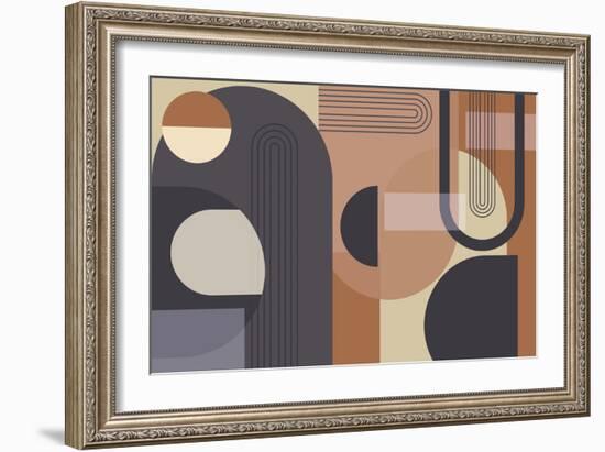 Abstract Arches Charcoal Terracotta 1-Urban Epiphany-Framed Art Print