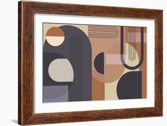 Abstract Arches Charcoal Terracotta 1-Urban Epiphany-Framed Art Print