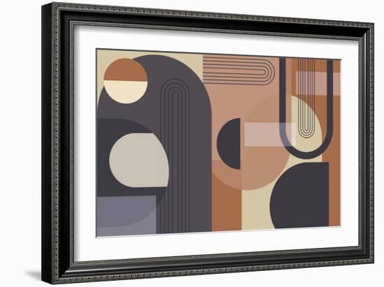 Abstract Arches Charcoal Terracotta 1-Urban Epiphany-Framed Art Print