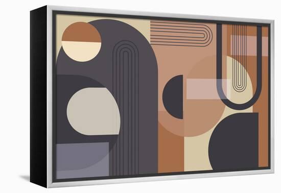 Abstract Arches Charcoal Terracotta 1-Urban Epiphany-Framed Stretched Canvas