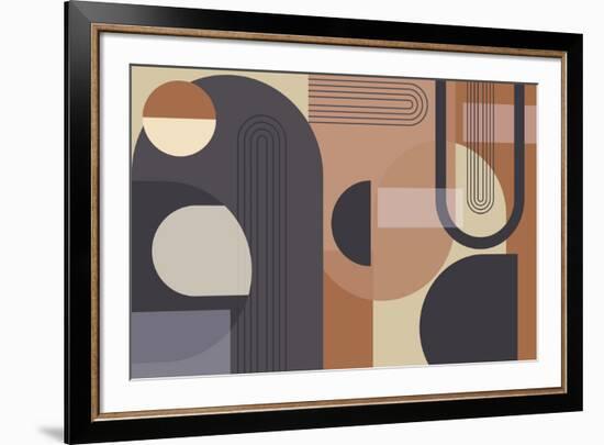 Abstract Arches Charcoal Terracotta 1-Urban Epiphany-Framed Art Print