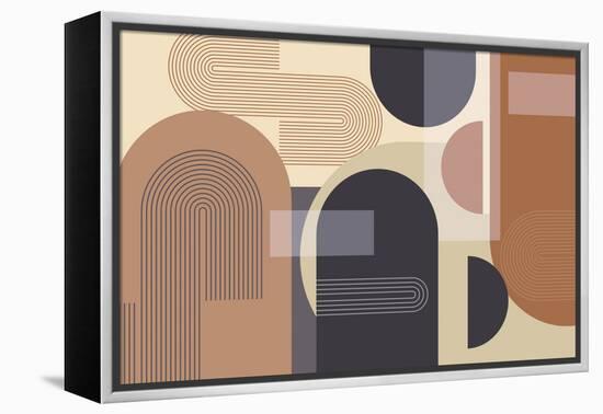 Abstract Arches Charcoal Terracotta 2-Urban Epiphany-Framed Stretched Canvas