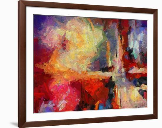 Abstract Art Background. Oil on Canvas. Warm Colors. Soft Brushstrokes of Paint. Modern Art. Contem-Avgust Avgustus-Framed Art Print