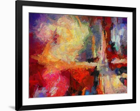 Abstract Art Background. Oil on Canvas. Warm Colors. Soft Brushstrokes of Paint. Modern Art. Contem-Avgust Avgustus-Framed Art Print