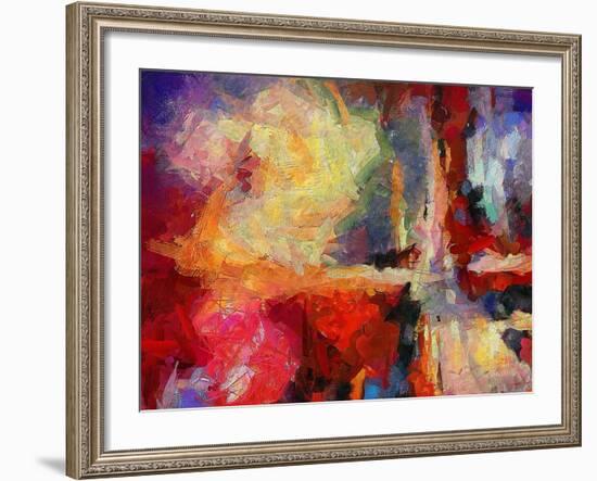 Abstract Art Background. Oil on Canvas. Warm Colors. Soft Brushstrokes of Paint. Modern Art. Contem-Avgust Avgustus-Framed Art Print