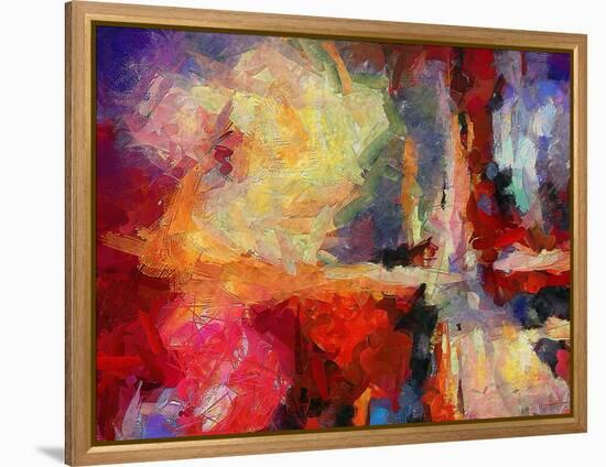 Abstract Art Background. Oil on Canvas. Warm Colors. Soft Brushstrokes of Paint. Modern Art. Contem-Avgust Avgustus-Framed Stretched Canvas