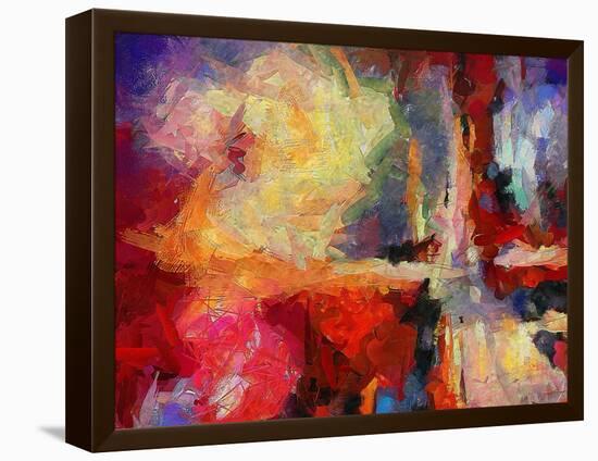 Abstract Art Background. Oil on Canvas. Warm Colors. Soft Brushstrokes of Paint. Modern Art. Contem-Avgust Avgustus-Framed Stretched Canvas