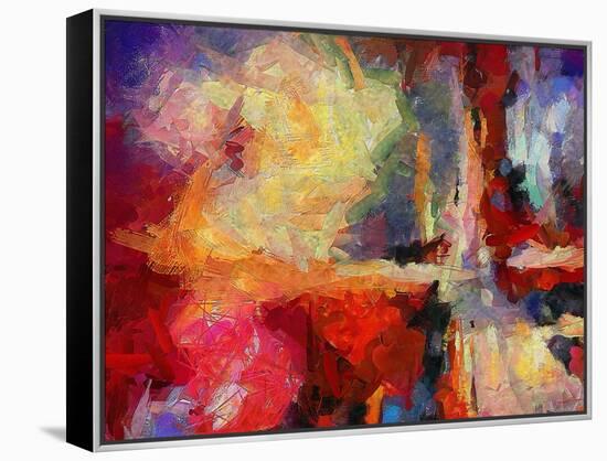 Abstract Art Background. Oil on Canvas. Warm Colors. Soft Brushstrokes of Paint. Modern Art. Contem-Avgust Avgustus-Framed Stretched Canvas