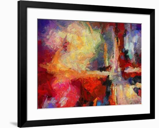 Abstract Art Background. Oil on Canvas. Warm Colors. Soft Brushstrokes of Paint. Modern Art. Contem-Avgust Avgustus-Framed Art Print