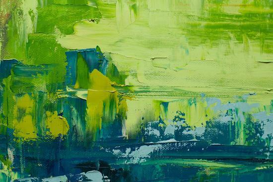 Abstract Art Background Oil Painting On Canvas Green And Yellow