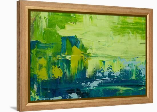 Abstract Art Background. Oil Painting on Canvas. Green and Yellow Texture. Fragment of Artwork. Spo-Sweet Art-Framed Premier Image Canvas