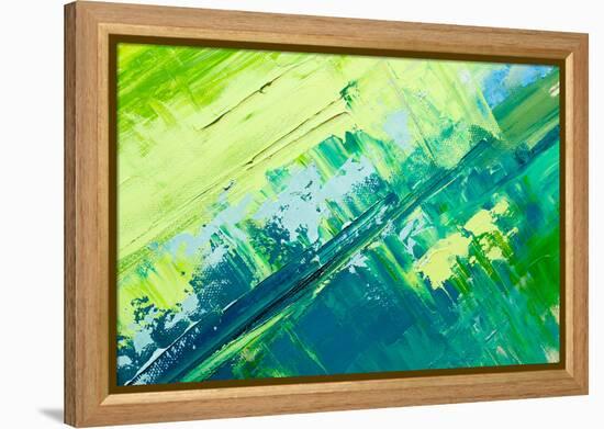 Abstract Art Background. Oil Painting on Canvas. Green and Yellow Texture. Fragment of Artwork. Spo-Sweet Art-Framed Premier Image Canvas