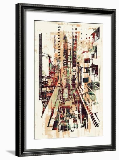 Abstract Art of Cityscape,Illustration Painting-Tithi Luadthong-Framed Art Print