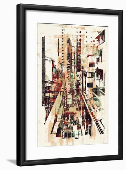 Abstract Art of Cityscape,Illustration Painting-Tithi Luadthong-Framed Art Print