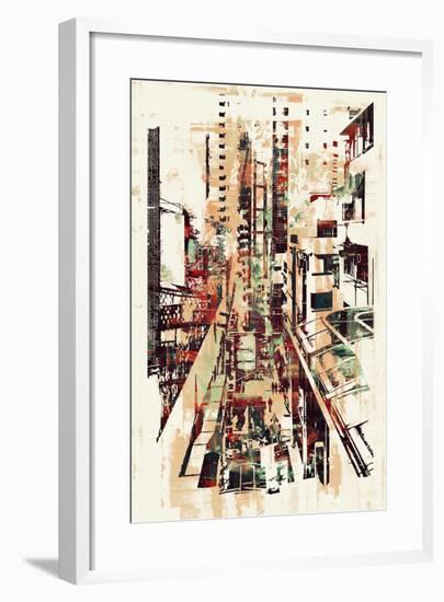 Abstract Art of Cityscape,Illustration Painting-Tithi Luadthong-Framed Art Print