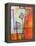 Abstract Art Window Dressing Tangerine Orange-Blenda Tyvoll-Framed Stretched Canvas