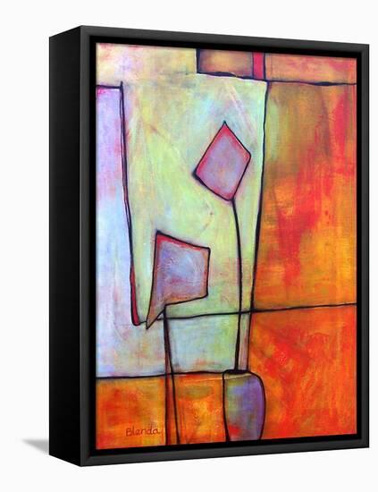 Abstract Art Window Dressing Tangerine Orange-Blenda Tyvoll-Framed Stretched Canvas