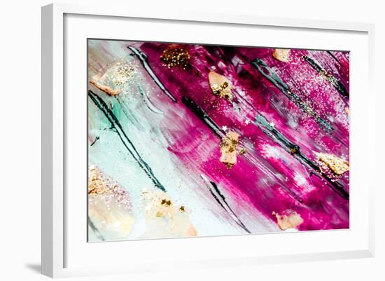 Abstract Art with Gold Colors and Sparkles. Artistic Design. Painter Uses Vibrant Paints to Create-CARACOLLA-Framed Photographic Print