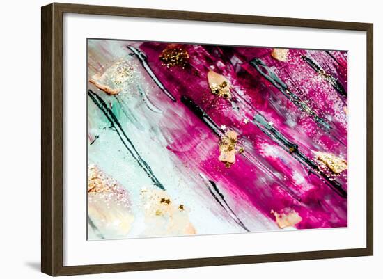 Abstract Art with Gold Colors and Sparkles. Artistic Design. Painter Uses Vibrant Paints to Create-CARACOLLA-Framed Photographic Print