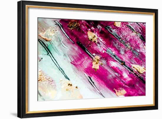 Abstract Art with Gold Colors and Sparkles. Artistic Design. Painter Uses Vibrant Paints to Create-CARACOLLA-Framed Photographic Print