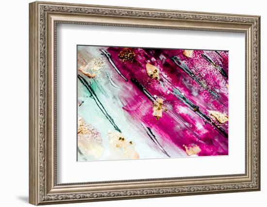 Abstract Art with Gold Colors and Sparkles. Artistic Design. Painter Uses Vibrant Paints to Create-CARACOLLA-Framed Photographic Print