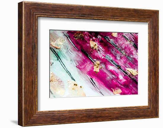 Abstract Art with Gold Colors and Sparkles. Artistic Design. Painter Uses Vibrant Paints to Create-CARACOLLA-Framed Photographic Print