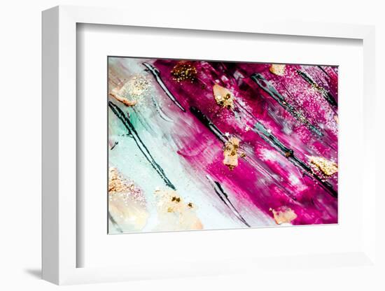 Abstract Art with Gold Colors and Sparkles. Artistic Design. Painter Uses Vibrant Paints to Create-CARACOLLA-Framed Photographic Print