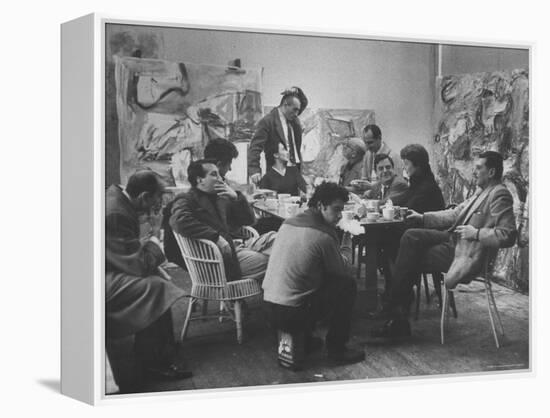 Abstract Artists in Group Discussion in the East 10th St Studio of Milton Resnick-James Burke-Framed Premier Image Canvas