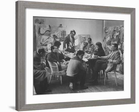 Abstract Artists in Group Discussion in the East 10th St Studio of Milton Resnick-James Burke-Framed Premium Photographic Print